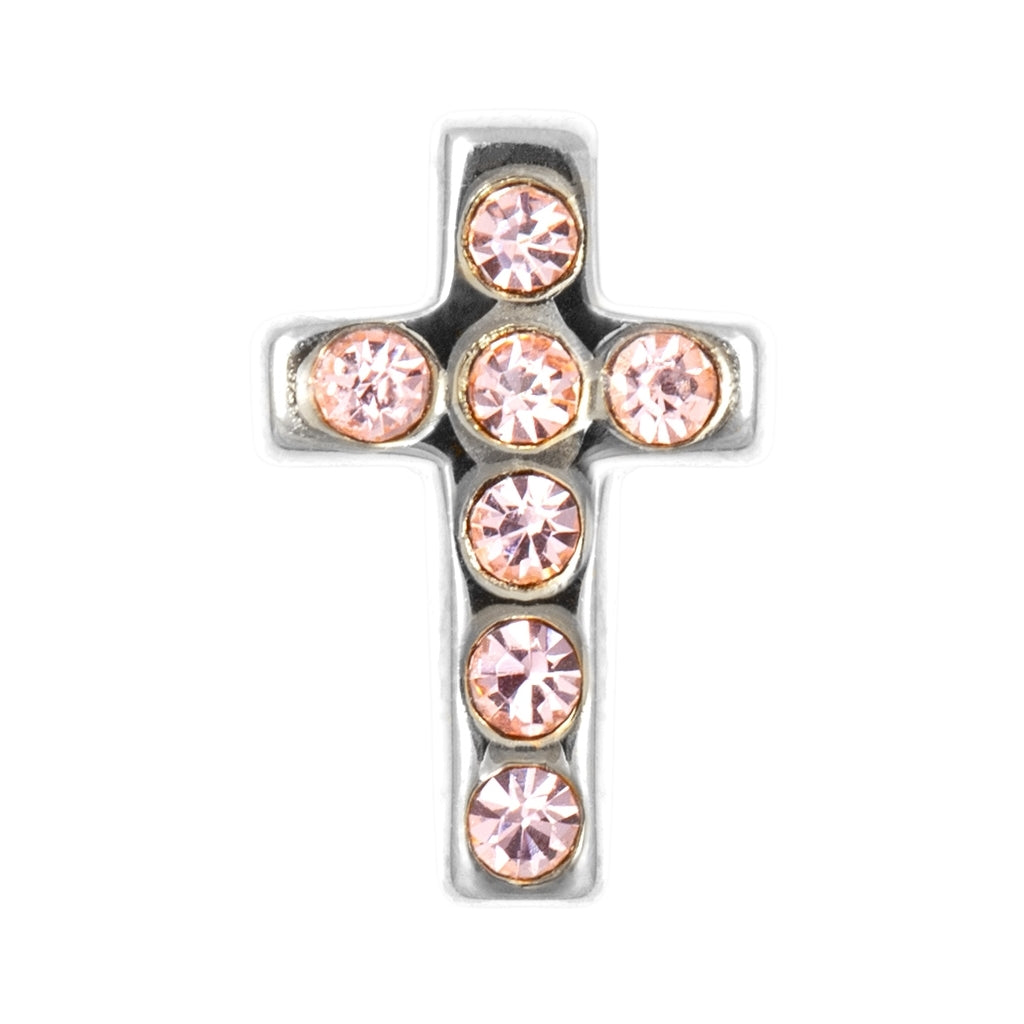 LULU Copenhagen Cross Crystal ørering 1 stk sølv Ear stud, 1 pcs Rosa