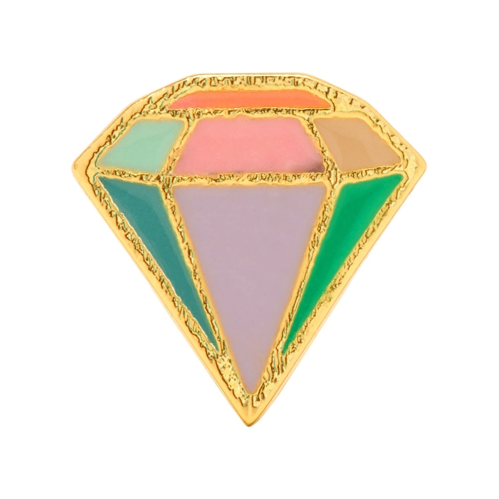 LULU Copenhagen Diamond Cut Large ørering 1 stk forgyldt Ear stud, 1 pcs Multifarvet