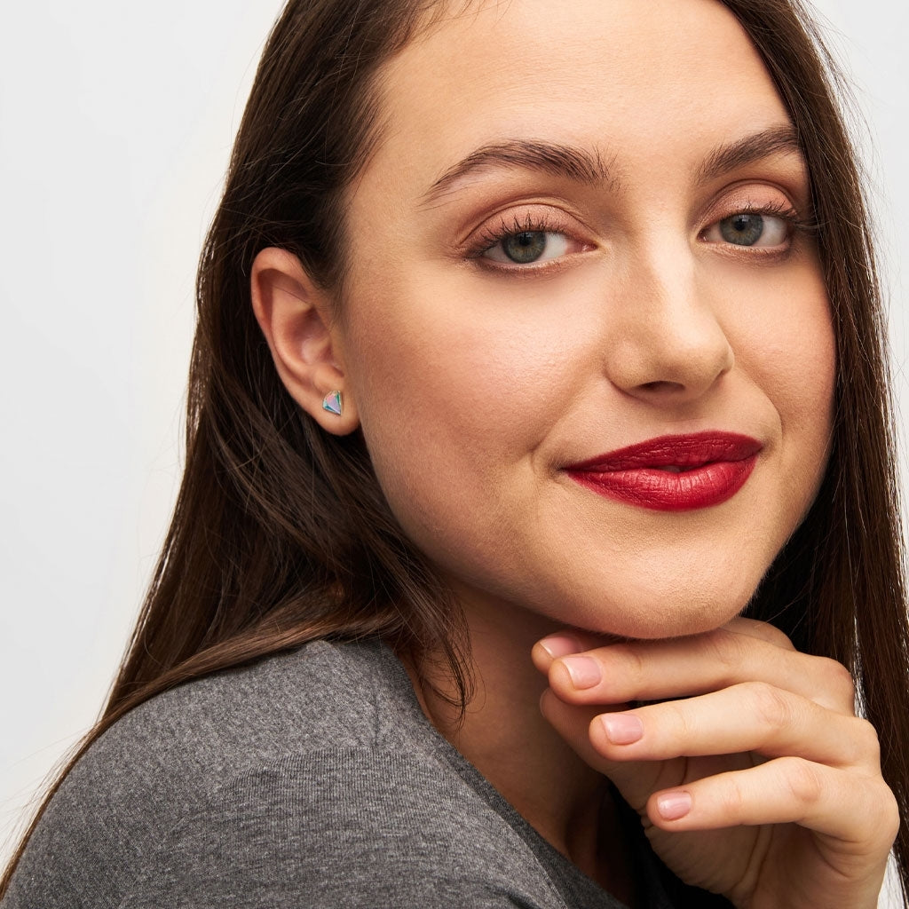 LULU Copenhagen Diamond Cut Large ørering 1 stk forsølvet Ear stud, 1 pcs Multifarvet