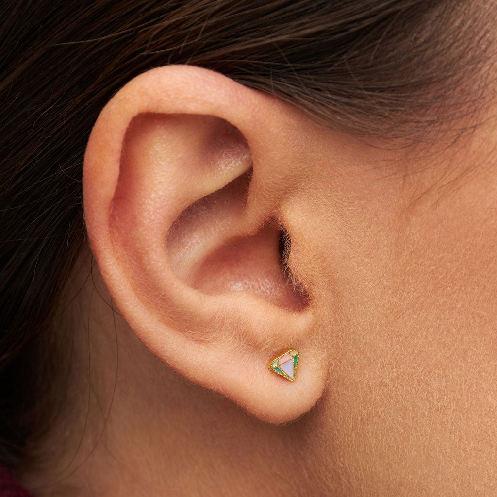LULU Copenhagen Diamond Cut Small ørering 1 stk Ear stud, 1 pcs Multifarvet