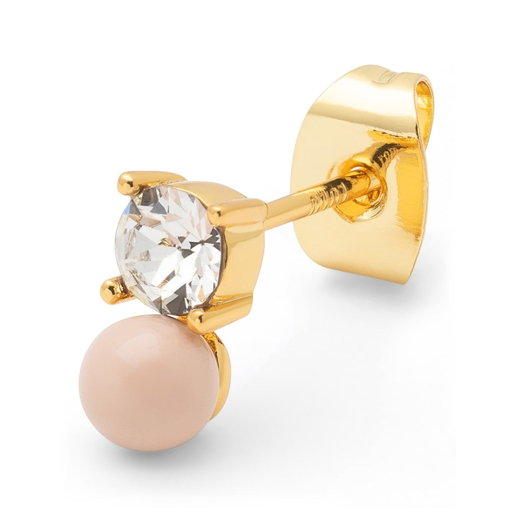 LULU Copenhagen Diamond Eye 1 stk Ear stud, 1 pcs Dusty Peach/Crystal