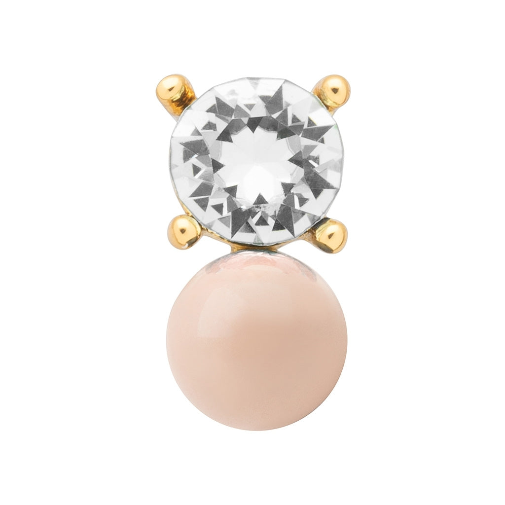 LULU Copenhagen Diamond Eye 1 stk Ear stud, 1 pcs Dusty Peach/Crystal