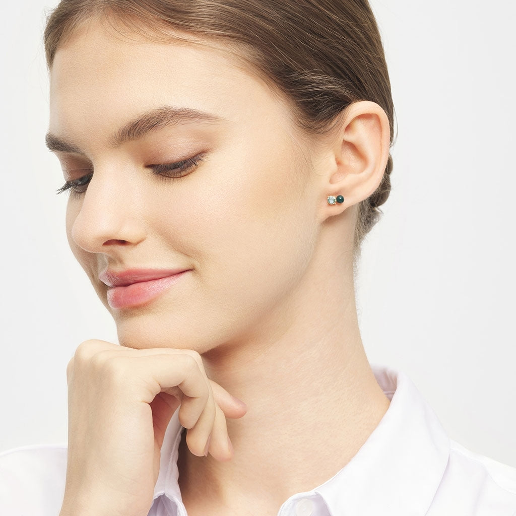 LULU Copenhagen Diamond Eye 1 stk Ear stud, 1 pcs North sea green/Chrysolite