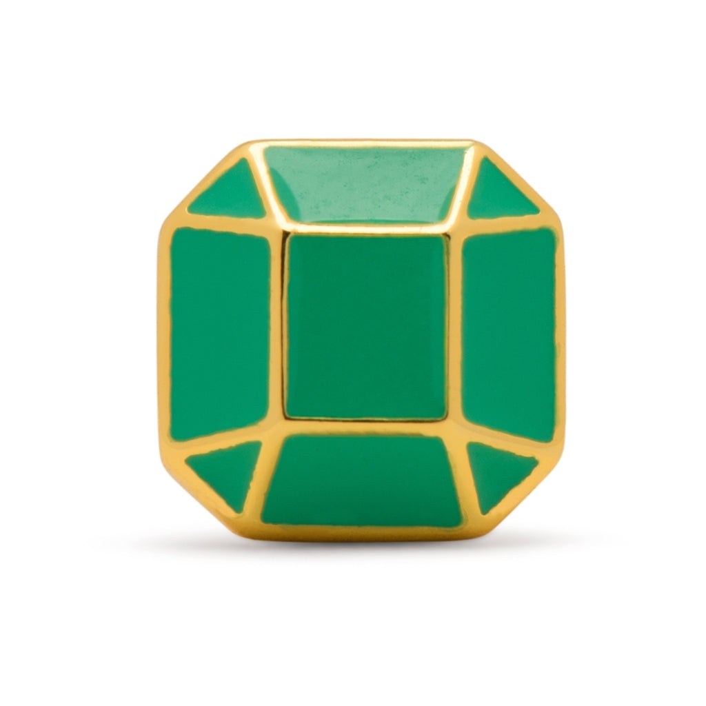 LULU Copenhagen Diamond Large ørering 1 stk forgyldt Ear stud, 1 pcs Lysegrøn