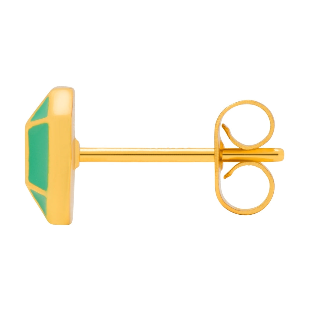 LULU Copenhagen Diamond Large ørering 1 stk forgyldt Ear stud, 1 pcs Lysegrøn
