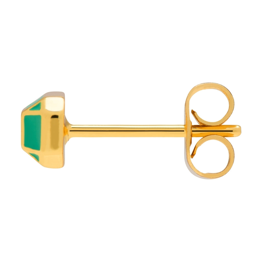 LULU Copenhagen Diamond Small ørering 1 stk forgyldt Ear stud, 1 pcs Lysegrøn