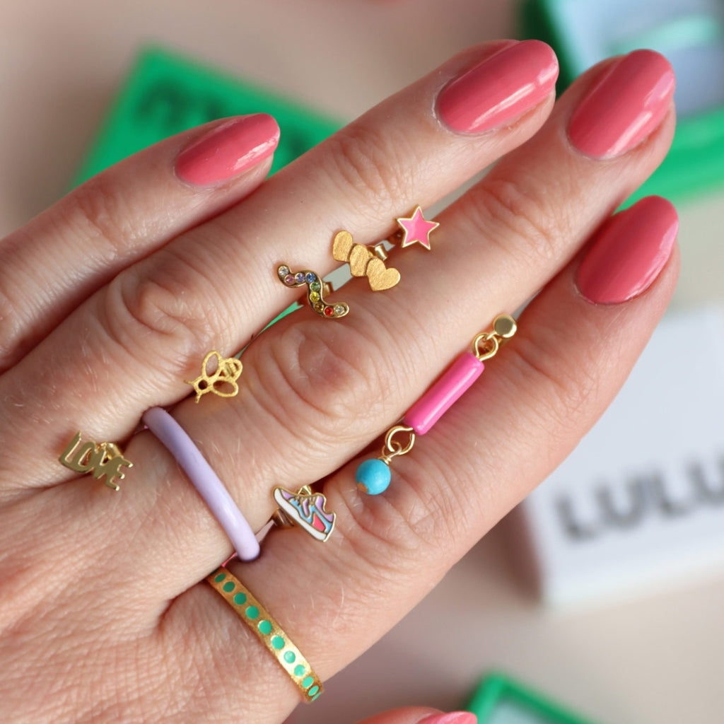 LULU Copenhagen Domino Hearts 3 ørering 1 stk Ear stud, 1 pcs Forgyldt