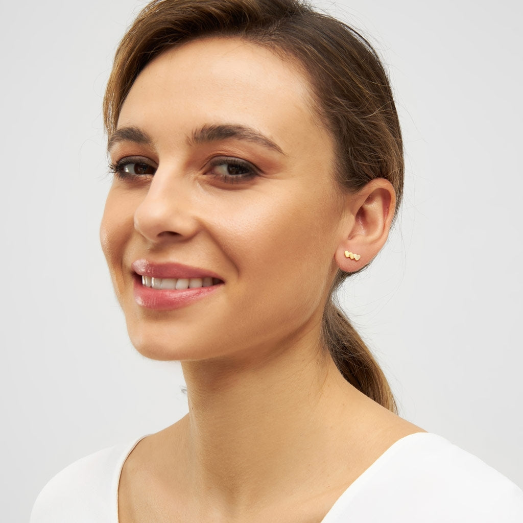 LULU Copenhagen Domino Hearts 3 ørering 1 stk Ear stud, 1 pcs Forgyldt