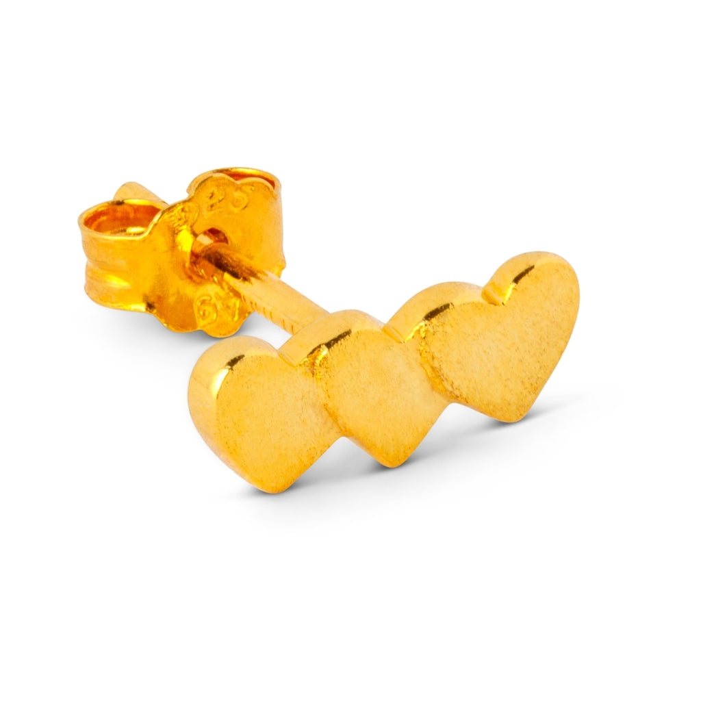 LULU Copenhagen Domino Hearts 3 ørering 1 stk Ear stud, 1 pcs Forgyldt