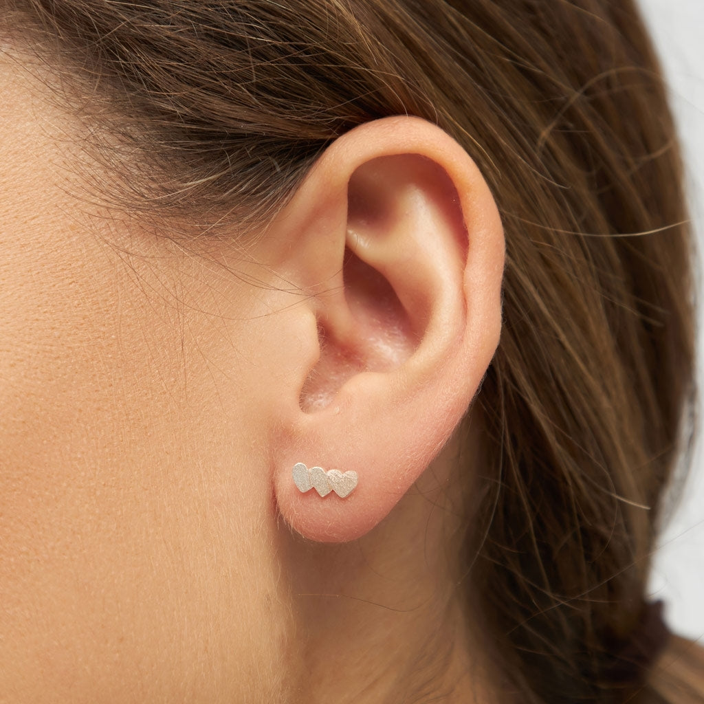 LULU Copenhagen Domino Hearts 3 ørering 1 stk Ear stud, 1 pcs Sølv