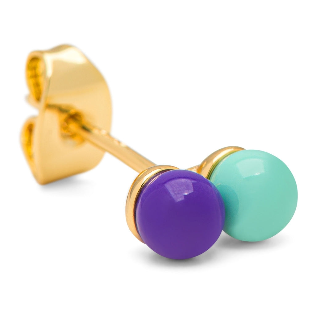 LULU Copenhagen Double Color Ball ørering 1 stk Ear stud, 1 pcs Deep Purple - Mint