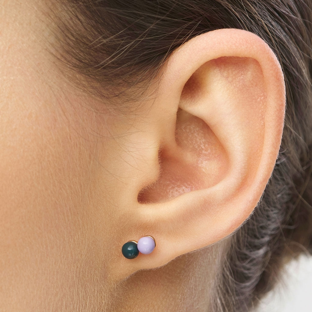 LULU Copenhagen Double Color Ball ørering 1 stk Ear stud, 1 pcs North Sea Green/Purple