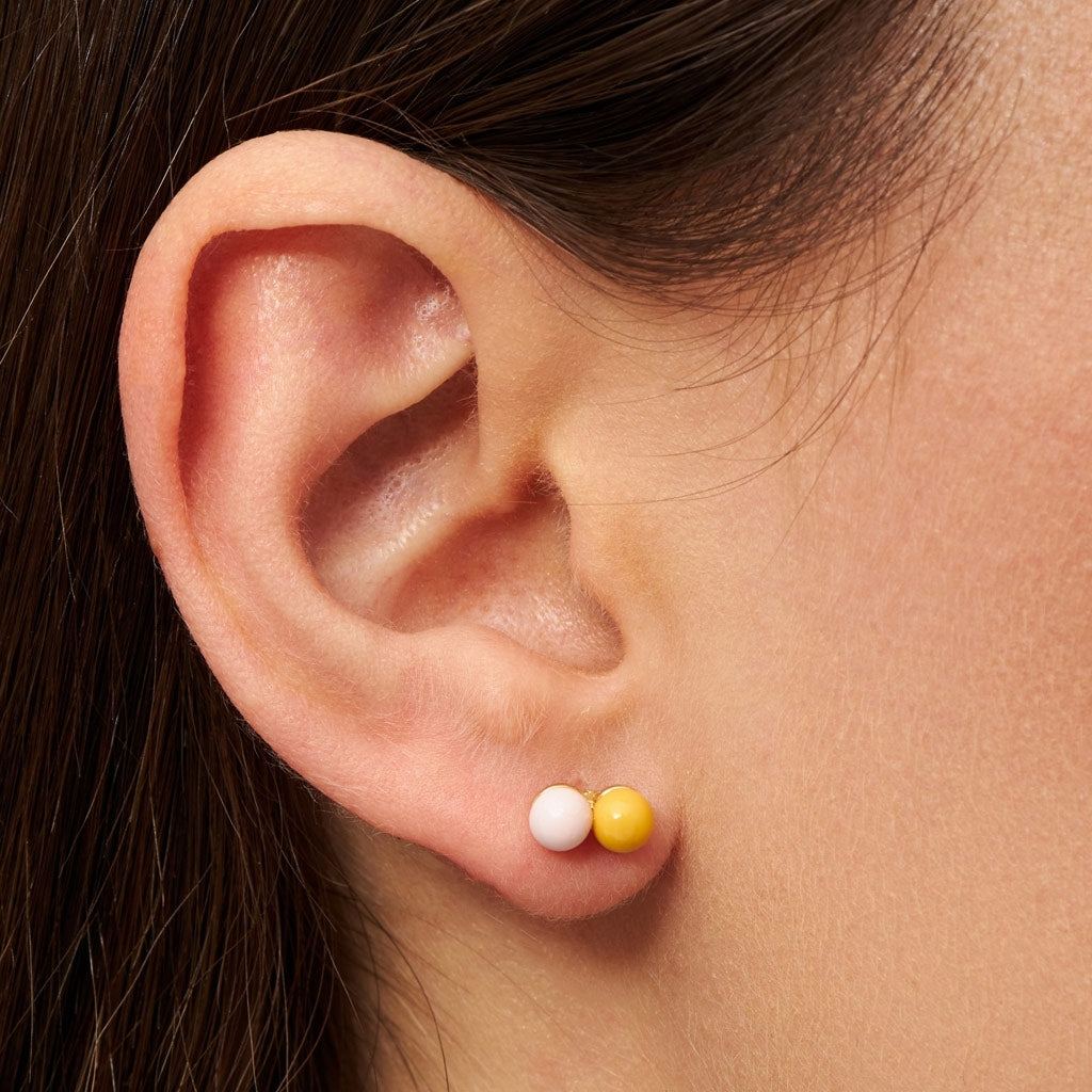 LULU Copenhagen Double Color Ball ørering 1 stk Ear stud, 1 pcs Silk Light Pink - Sunflower