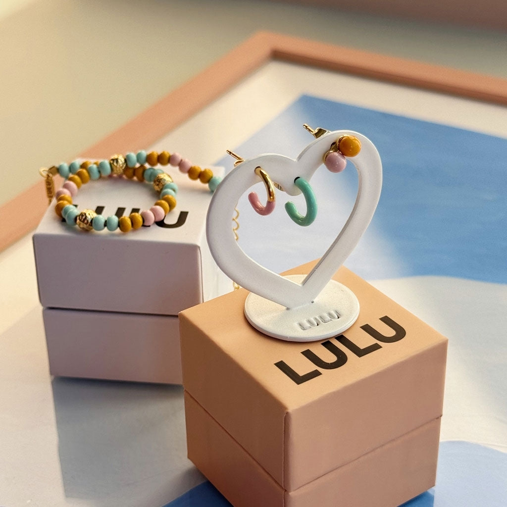 LULU Copenhagen Double Color Ball ørering 1 stk Ear stud, 1 pcs Silk Light Pink - Sunflower