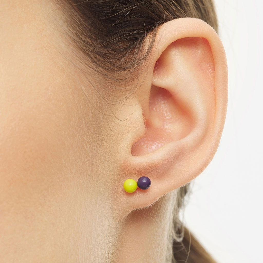 LULU Copenhagen Double Color Ball ørering 1 stk Ear stud, 1 pcs Wild Lime/Purple Harvest