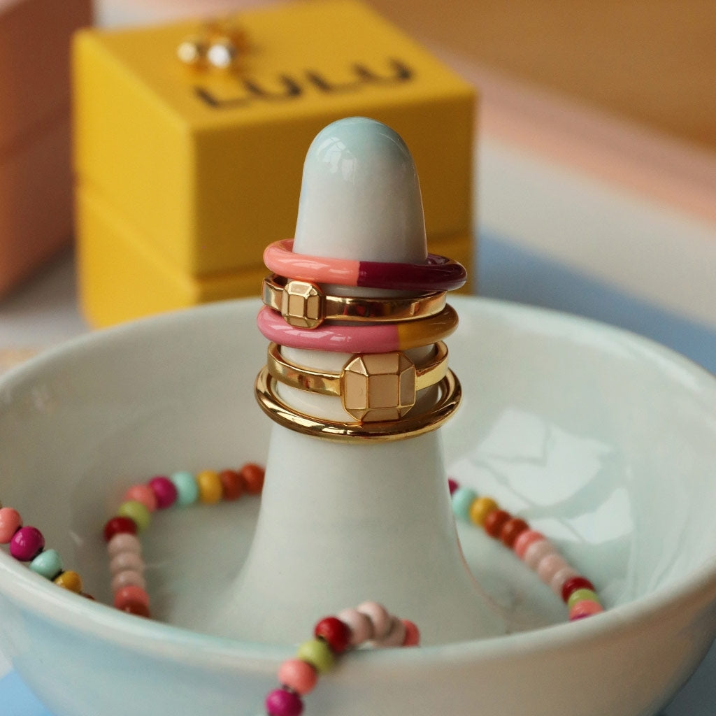 LULU Copenhagen Double Color Ring Rings Burnt Coral - Plum