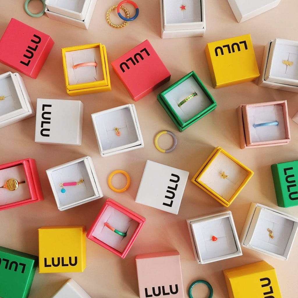 LULU Copenhagen Double Color Ring Rings Light Green - Burnt Coral