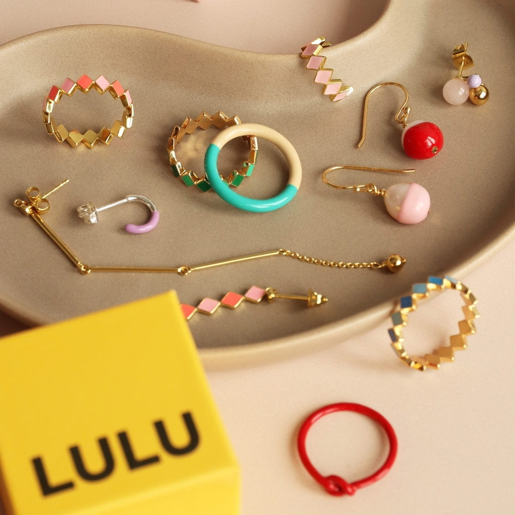 LULU Copenhagen Double Color Ring Rings Petrol/Buttercream