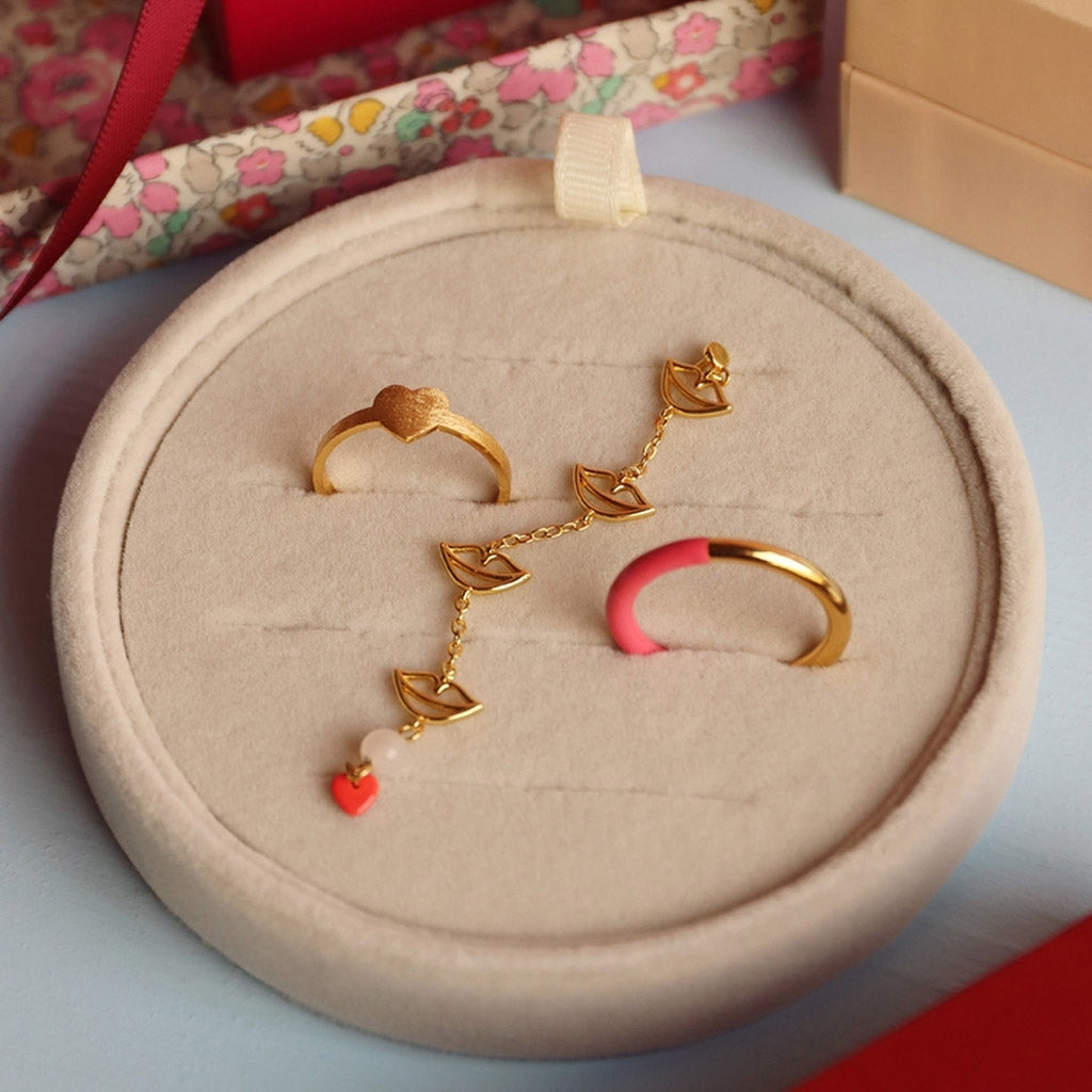 LULU Copenhagen Double Color Ring forgyldt Rings Gold/Coral Pink
