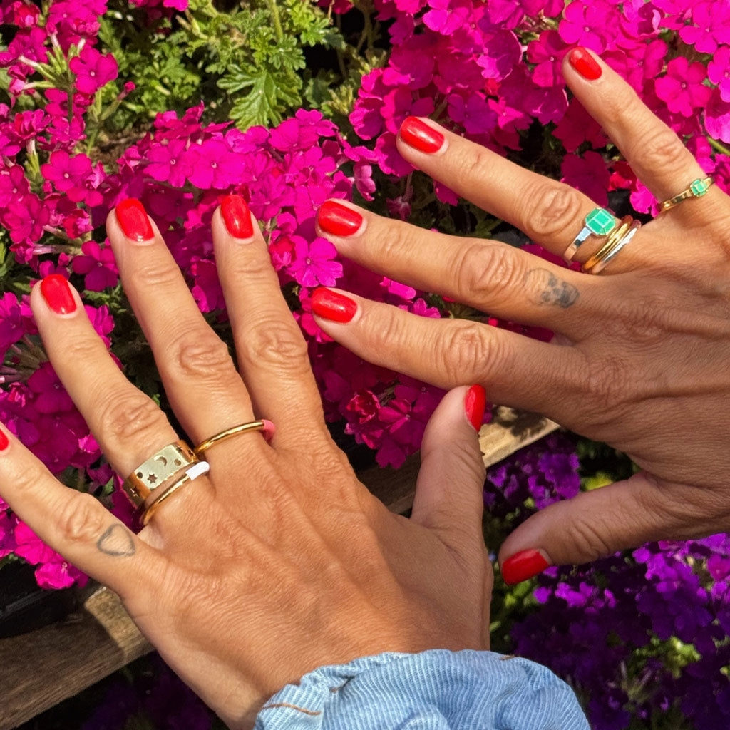 LULU Copenhagen Double Color Ring forgyldt Rings Gold/Coral Pink