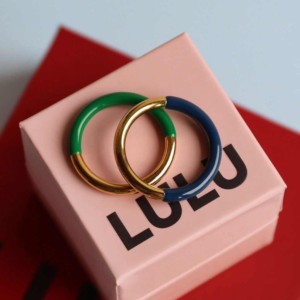 LULU Copenhagen Double Color Ring forgyldt Rings Gold/Green