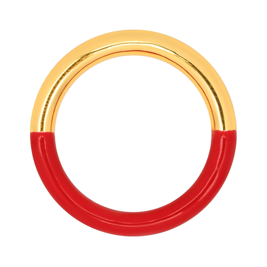 LULU Copenhagen Double Color Ring forgyldt Rings Gold/Passion Red