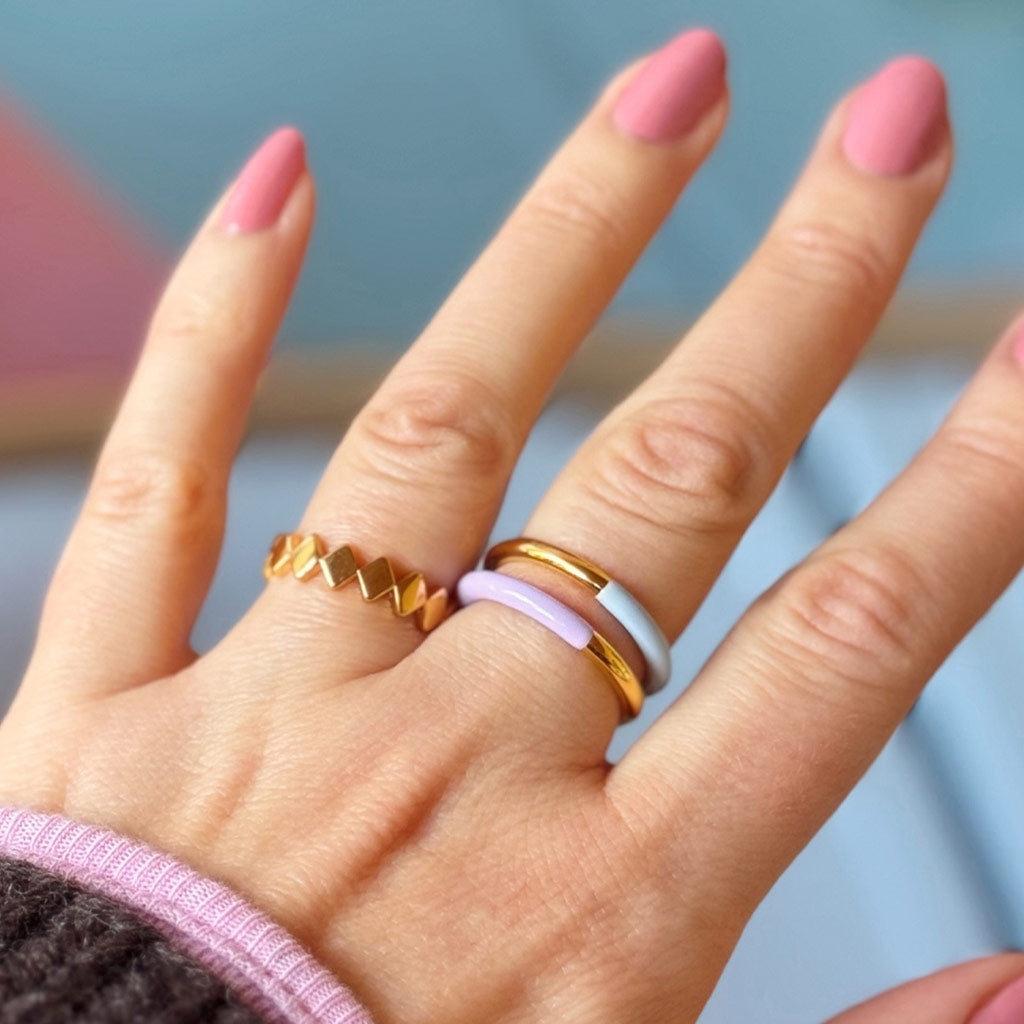 LULU Copenhagen Double Color Ring forgyldt Rings Skyride Blue