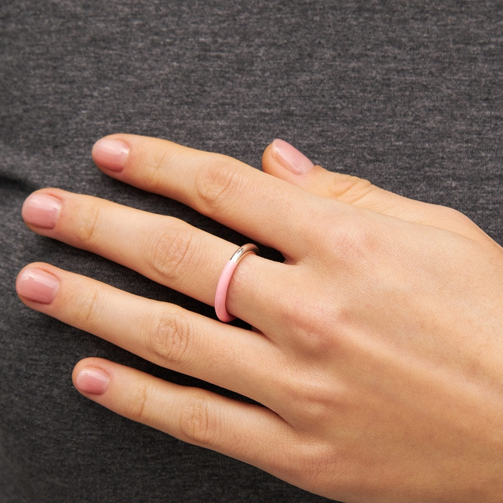 LULU Copenhagen Double Color Ring sølv Rings Silver/Light Pink