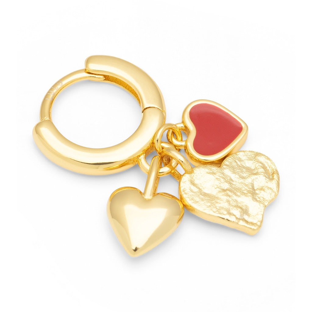 LULU Copenhagen Endless Love 1 stk - Forgyldt Ear stud, 1 pcs Passion Red