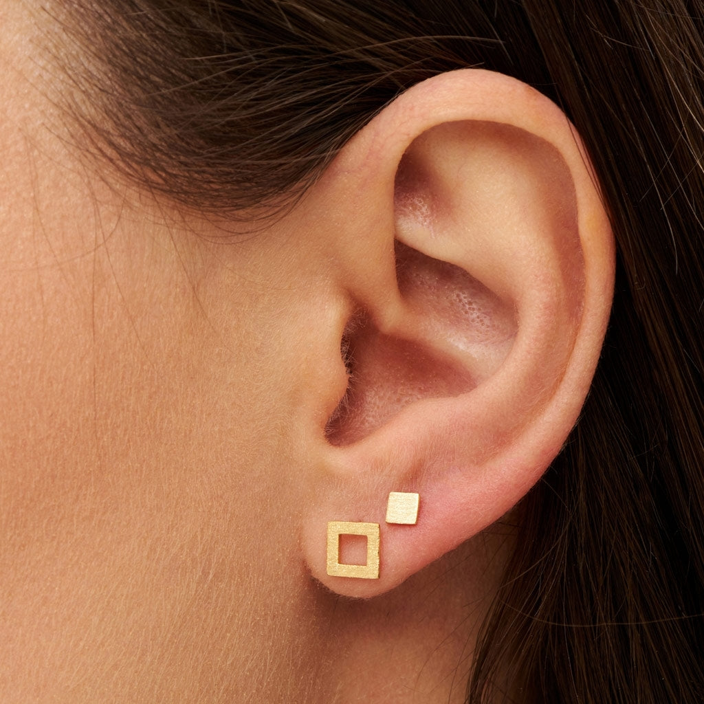LULU Copenhagen Family Square par børstet Earrings, pairs Forgyldt