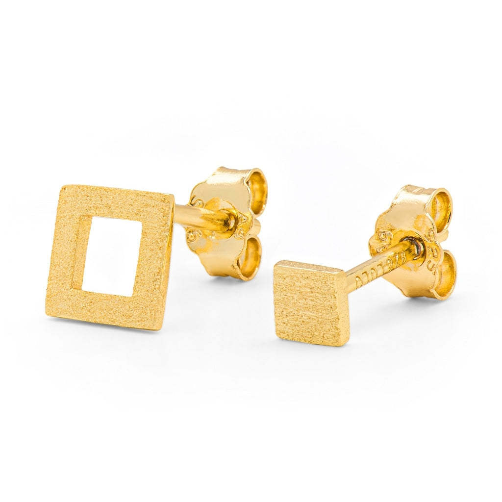 LULU Copenhagen Family Square par børstet Earrings, pairs Forgyldt