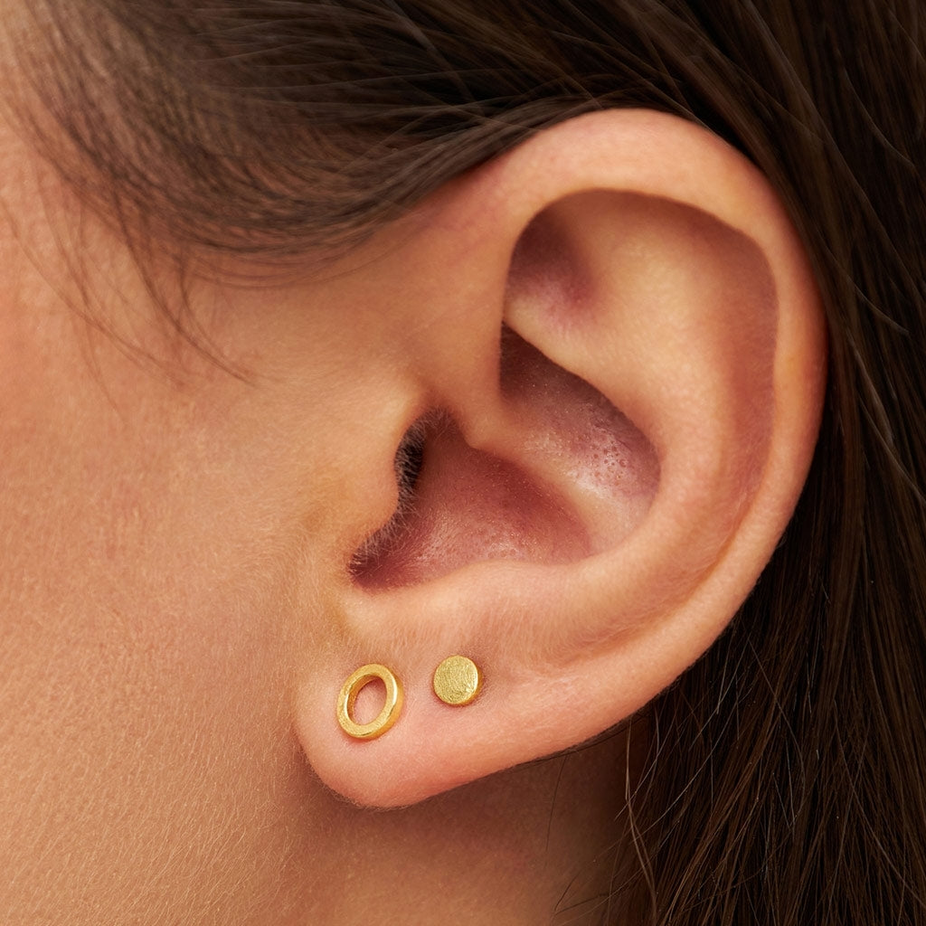 LULU Copenhagen Family Round Øreringe par børstet Earrings, pairs Forgyldt