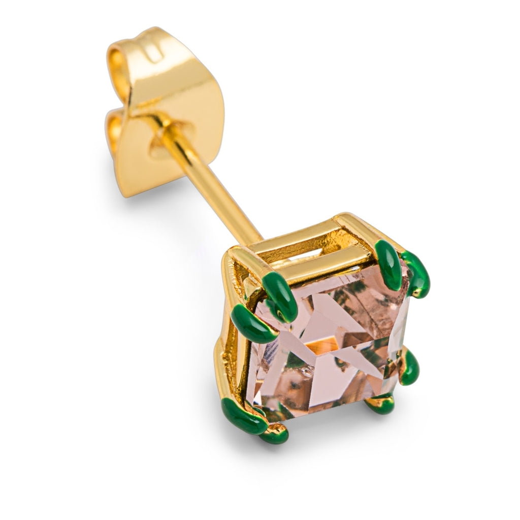 LULU Copenhagen Gala Crystal Bling ørering 1 stk Ear stud, 1 pcs Vintage Rose/Green