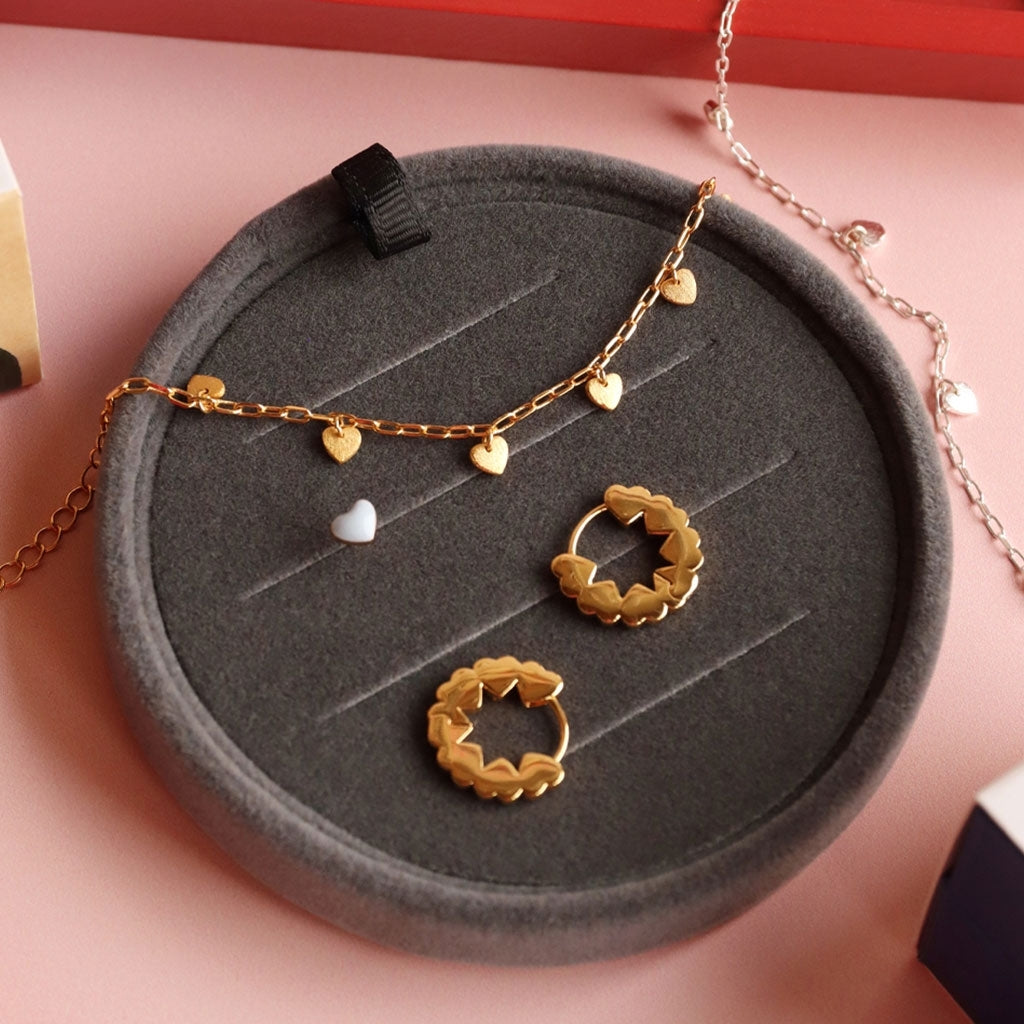LULU Copenhagen Heart Hoops Sæt Hoops Forgyldt
