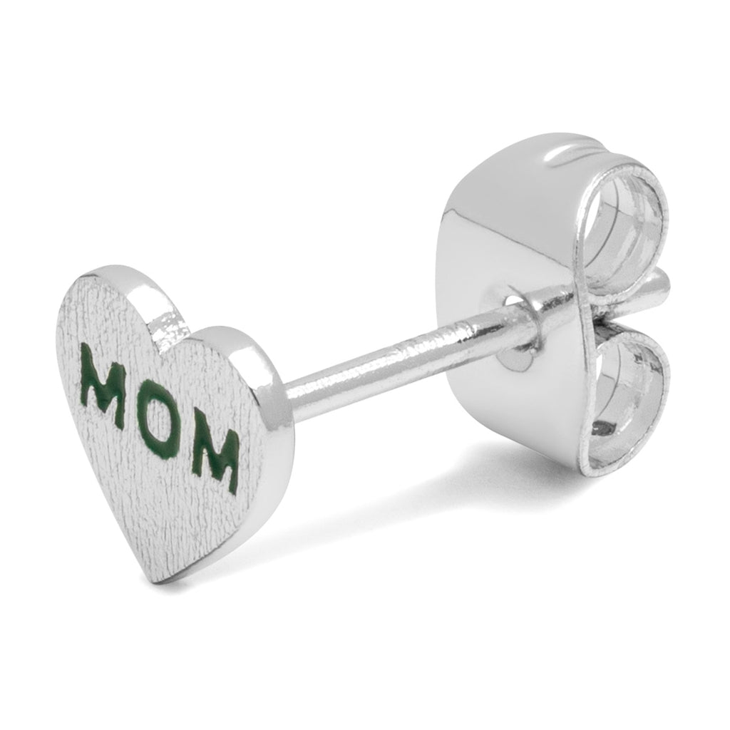 LULU Copenhagen Heart Mom ørering 1 stk forsølvet Ear stud, 1 pcs Grøn