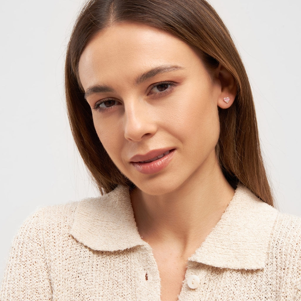 LULU Copenhagen Heart Mom ørering 1 stk forsølvet Ear stud, 1 pcs Pink