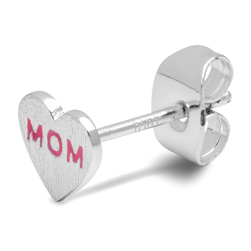LULU Copenhagen Heart Mom ørering 1 stk forsølvet Ear stud, 1 pcs Pink