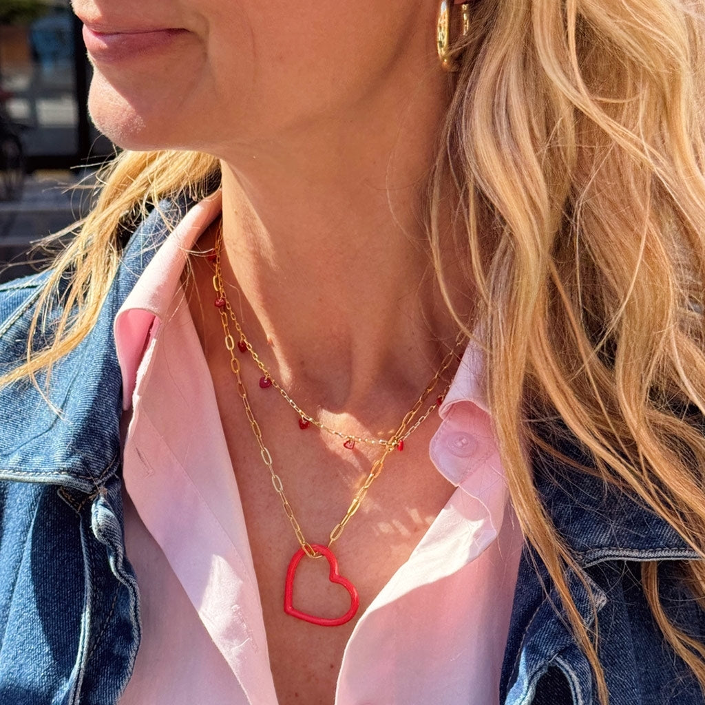 LULU Copenhagen Heart Ring emalje Rings Rød