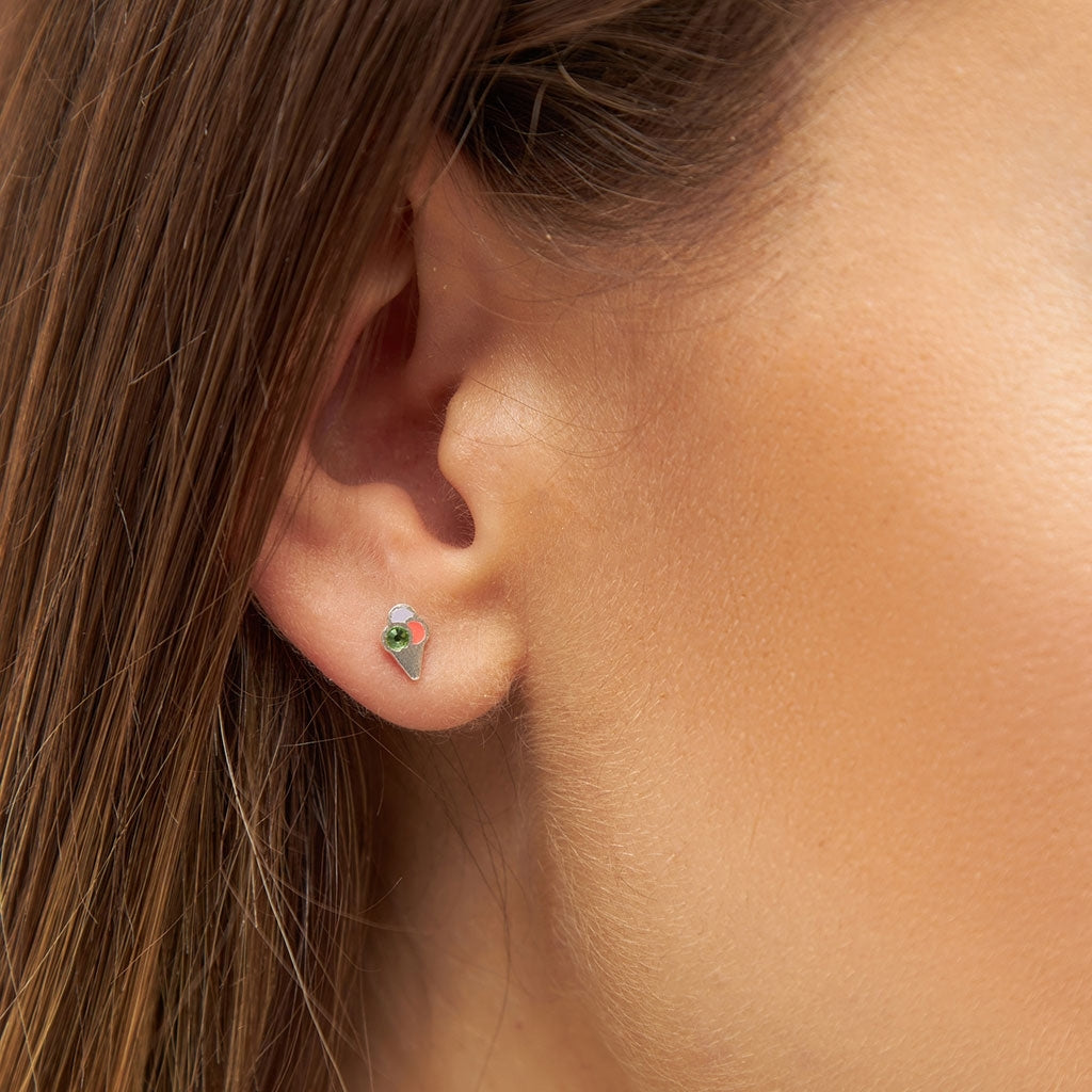 LULU Copenhagen Ice Cone Crystal ørering 1 stk Ear stud, 1 pcs Silver Plated