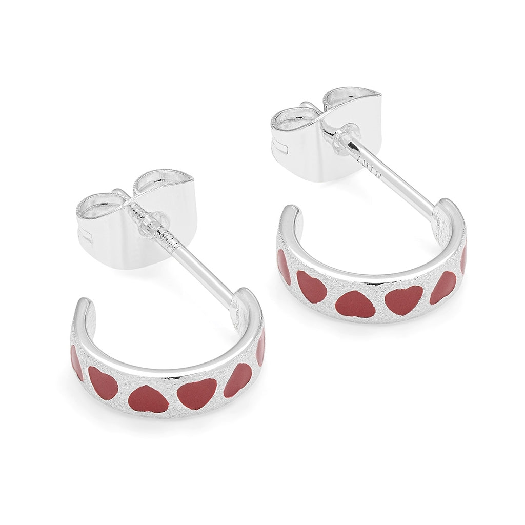 LULU Copenhagen Love Repeat hoops par - Forsølvet Hoops Passion Red