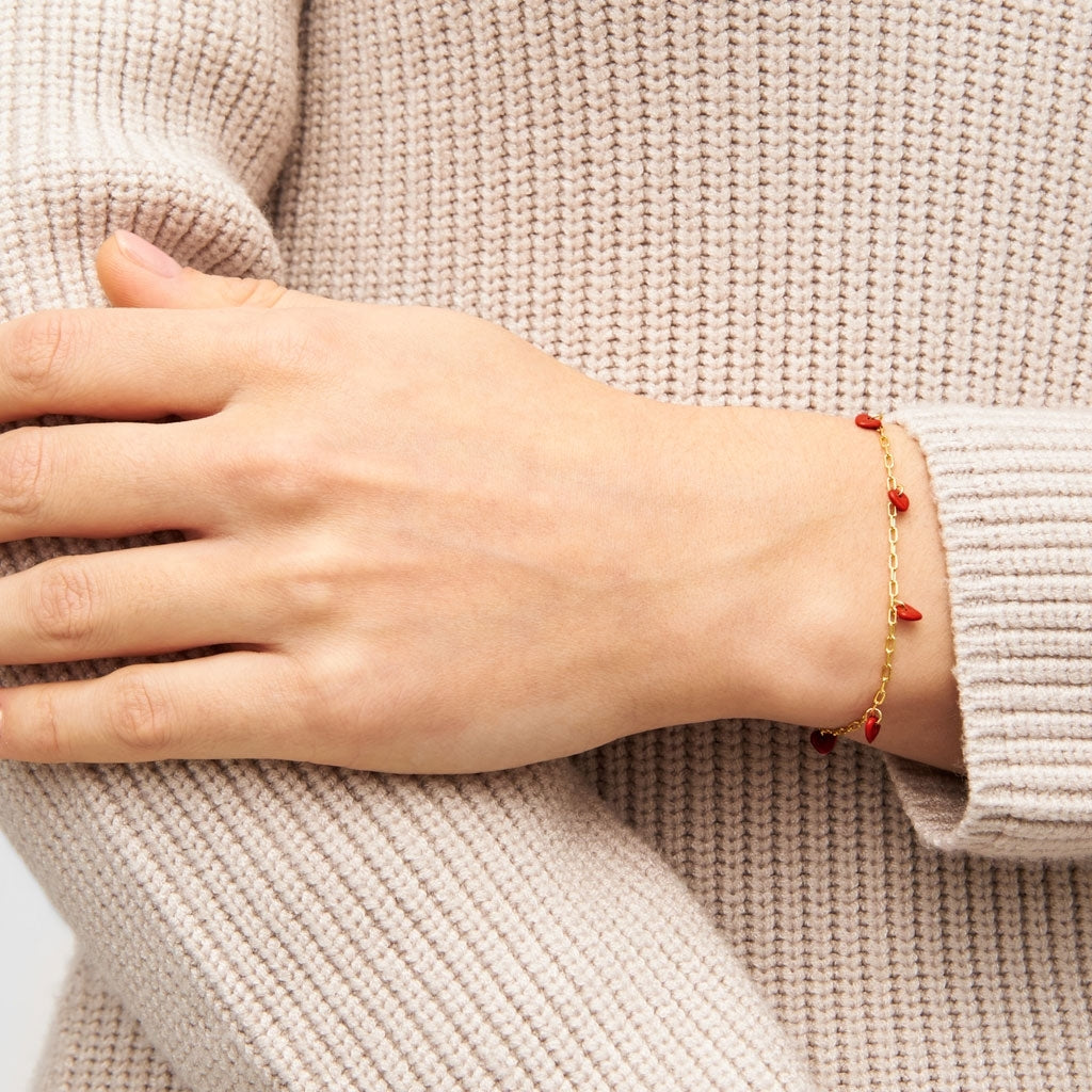 LULU Copenhagen Love U Armbånd forgyldt Bracelets Passion Red