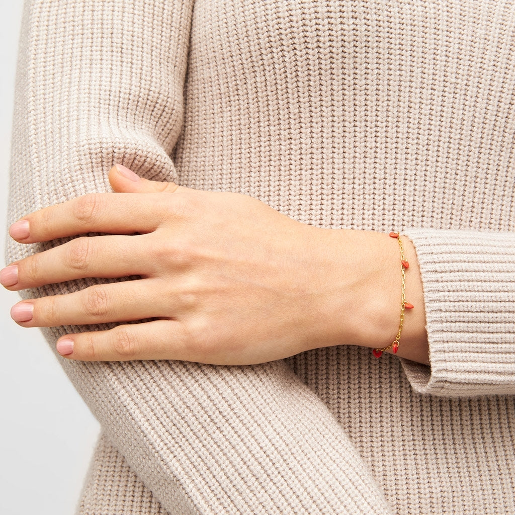 LULU Copenhagen Love U Armbånd forgyldt Bracelets Rød