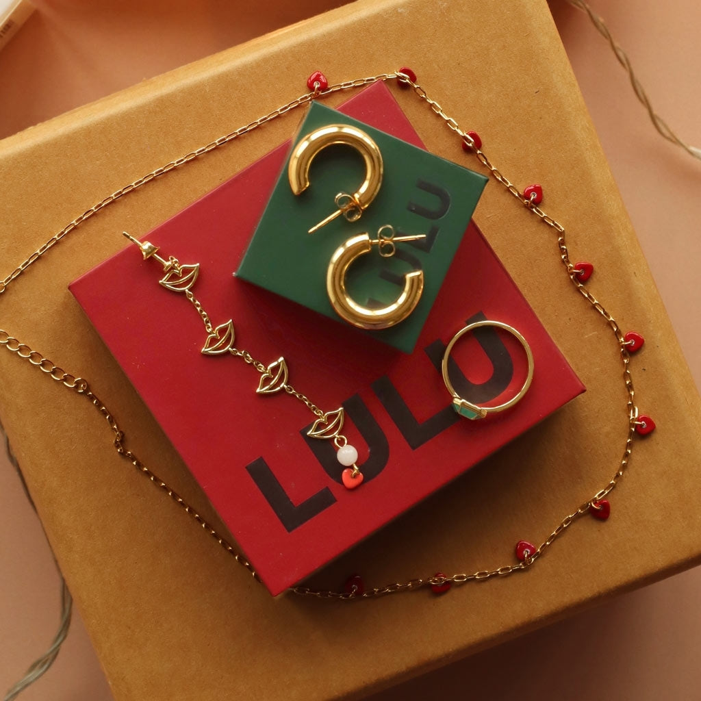 LULU Copenhagen Love U Halskæde forgyldt Necklaces Passion Red