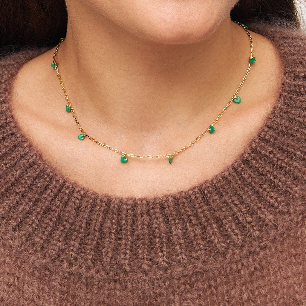 LULU Copenhagen Love U Halskæde forgyldt Necklaces Lysegrøn