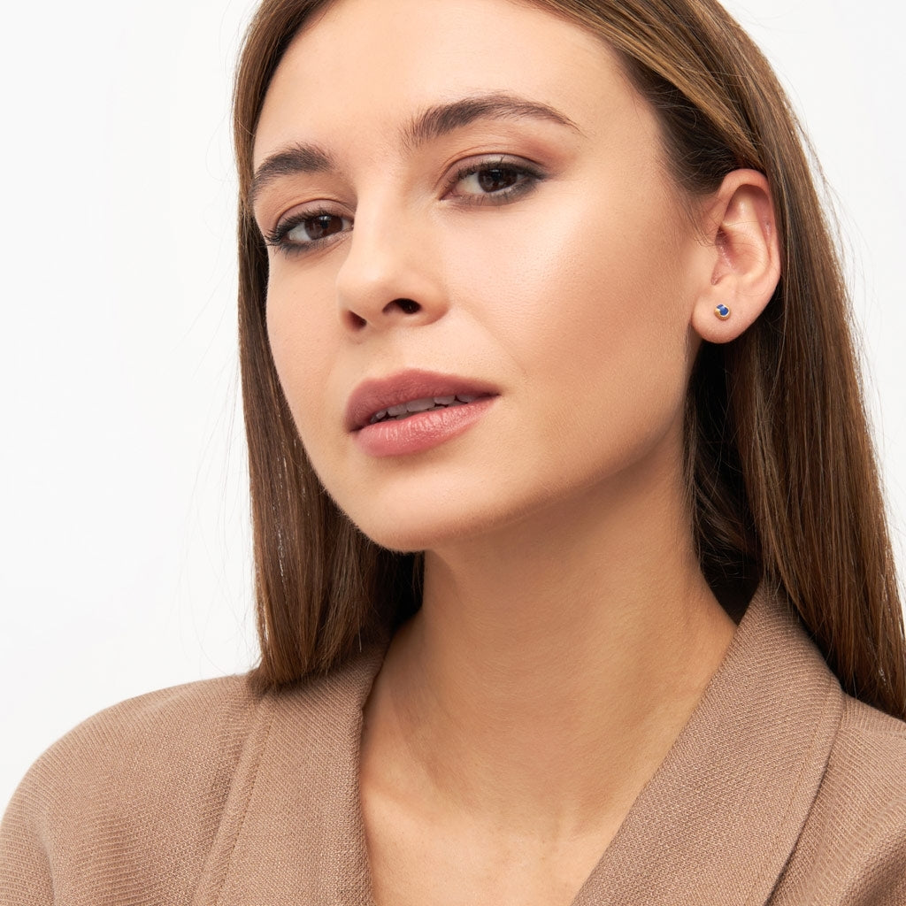 LULU Copenhagen Magic Stone ørering 1 stk forgyldt Ear stud, 1 pcs Dazzling Blue