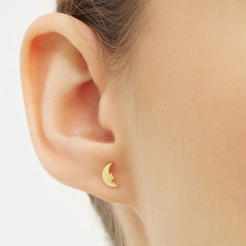 LULU Copenhagen Moon & Star ørering 1 stk Ear stud, 1 pcs Forgyldt