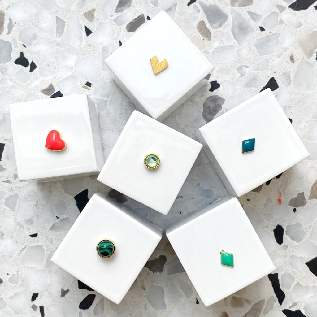 LULU Copenhagen Natural Stone ørering 1 stk Ear stud, 1 pcs Grøn