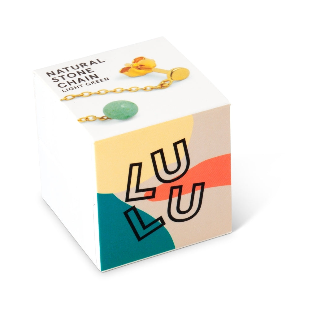 LULU Copenhagen Natural Stone Chain ørering 1 stk Ear stud, 1 pcs Lysegrøn