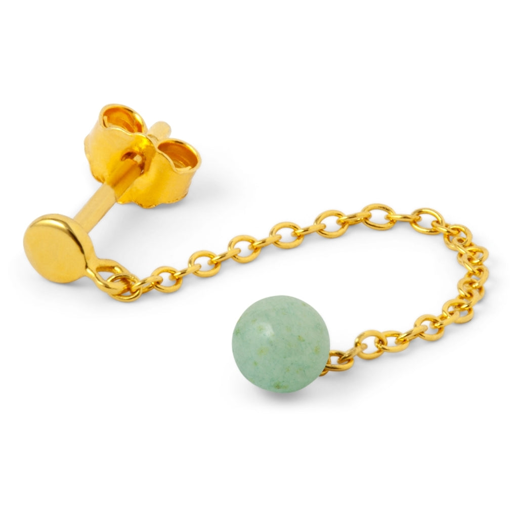 LULU Copenhagen Natural Stone Chain ørering 1 stk Ear stud, 1 pcs Lysegrøn