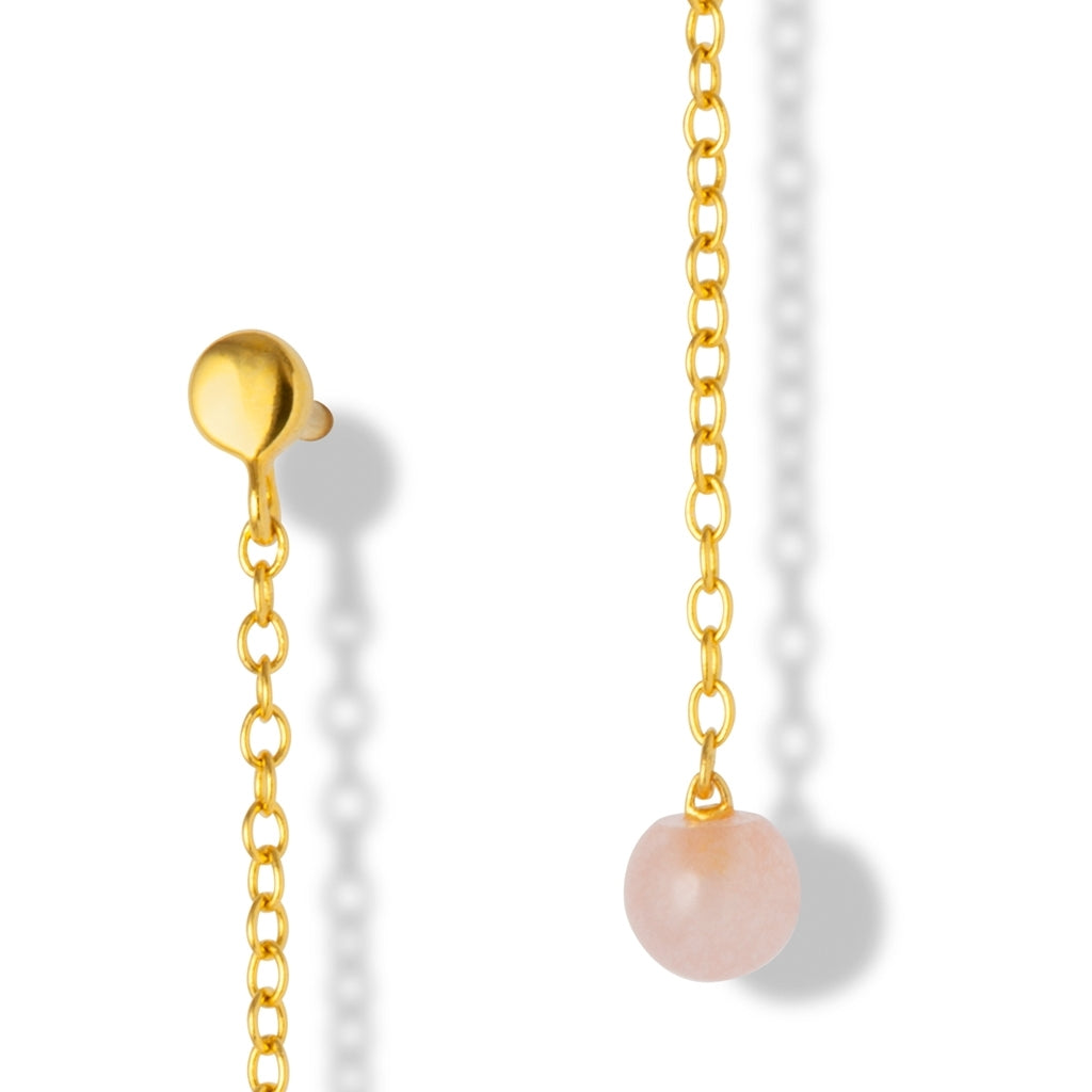 LULU Copenhagen Natural Stone Chain ørering 1 stk Ear stud, 1 pcs Rosa